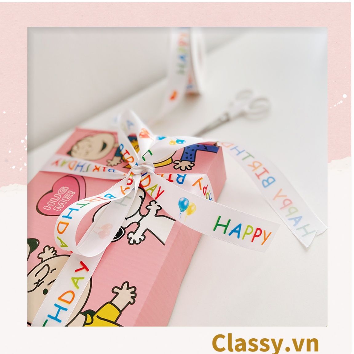 Classy Ruy băng vải dài 1m, chất liệu dày dặn, họa tiết dễ thương Q1636