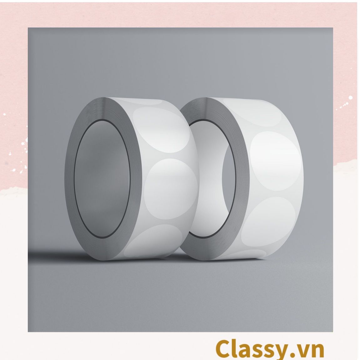 Cuộn 500 Sticker nhiều kích thước, trơn chưa in, khách hàng mua về in logo thương hiệu, dán bao bì, bánh, đồ handmade vvv Q1685