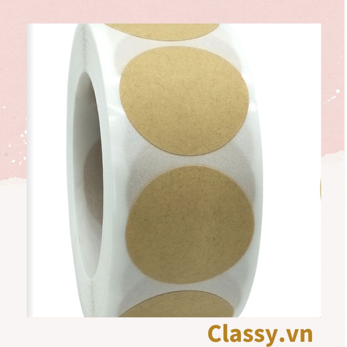 Cuộn 500 Sticker nhiều kích thước, trơn chưa in, khách hàng mua về in logo thương hiệu, dán bao bì, bánh, đồ handmade vvv Q1685