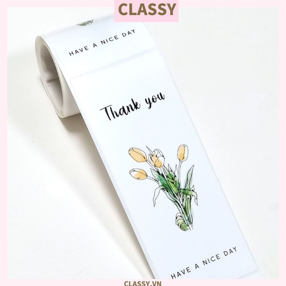Bộ 50 Nhãn dán hộp sticker 6*15cm giấy C bóng họa tiết vintage dùng để trang trí, niêm phong Q1702