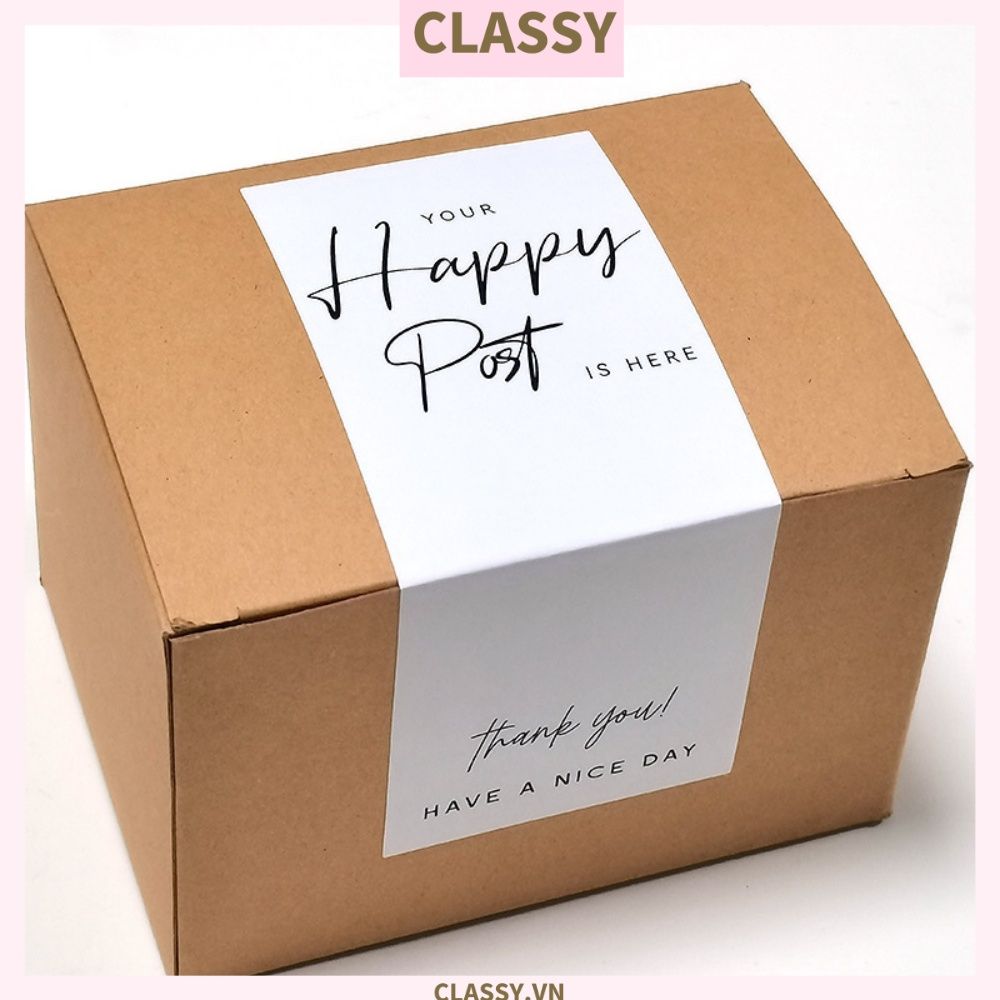Bộ 50 Nhãn dán hộp sticker 6*15cm giấy C bóng họa tiết vintage dùng để trang trí, niêm phong Q1702