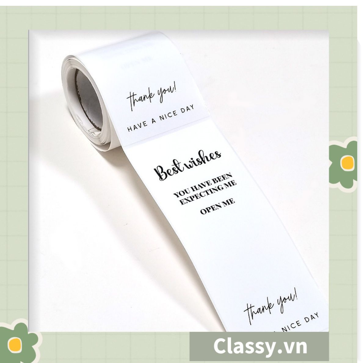 Bộ 50 Nhãn dán hộp sticker 6*15cm giấy C bóng họa tiết vintage dùng để trang trí, niêm phong Q1702