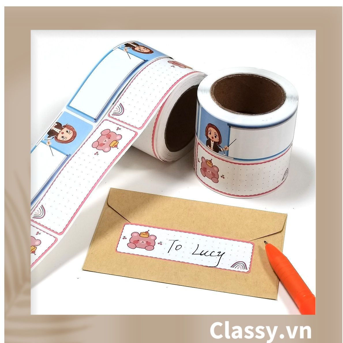  120 miếng Nhãn dán hộp sticker Kích thước 2.5 X 7.5 CM giấy C bóng họa tiết vintage dùng để trang trí, niêm phong Q1703 