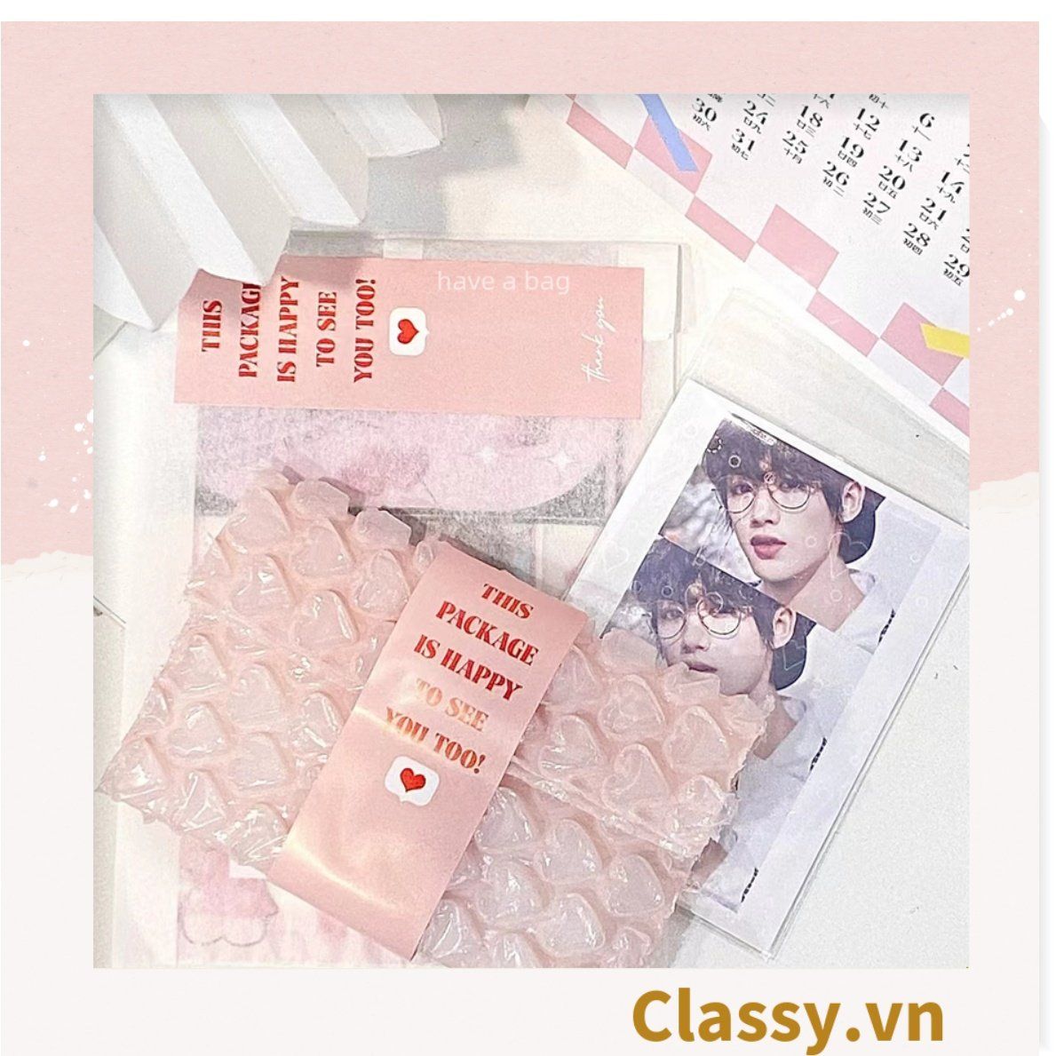 50 Nhãn dán hộp sticker 3*9cm giấy C bóng họa tiết vintage dùng để trang trí, niêm phong Q1704