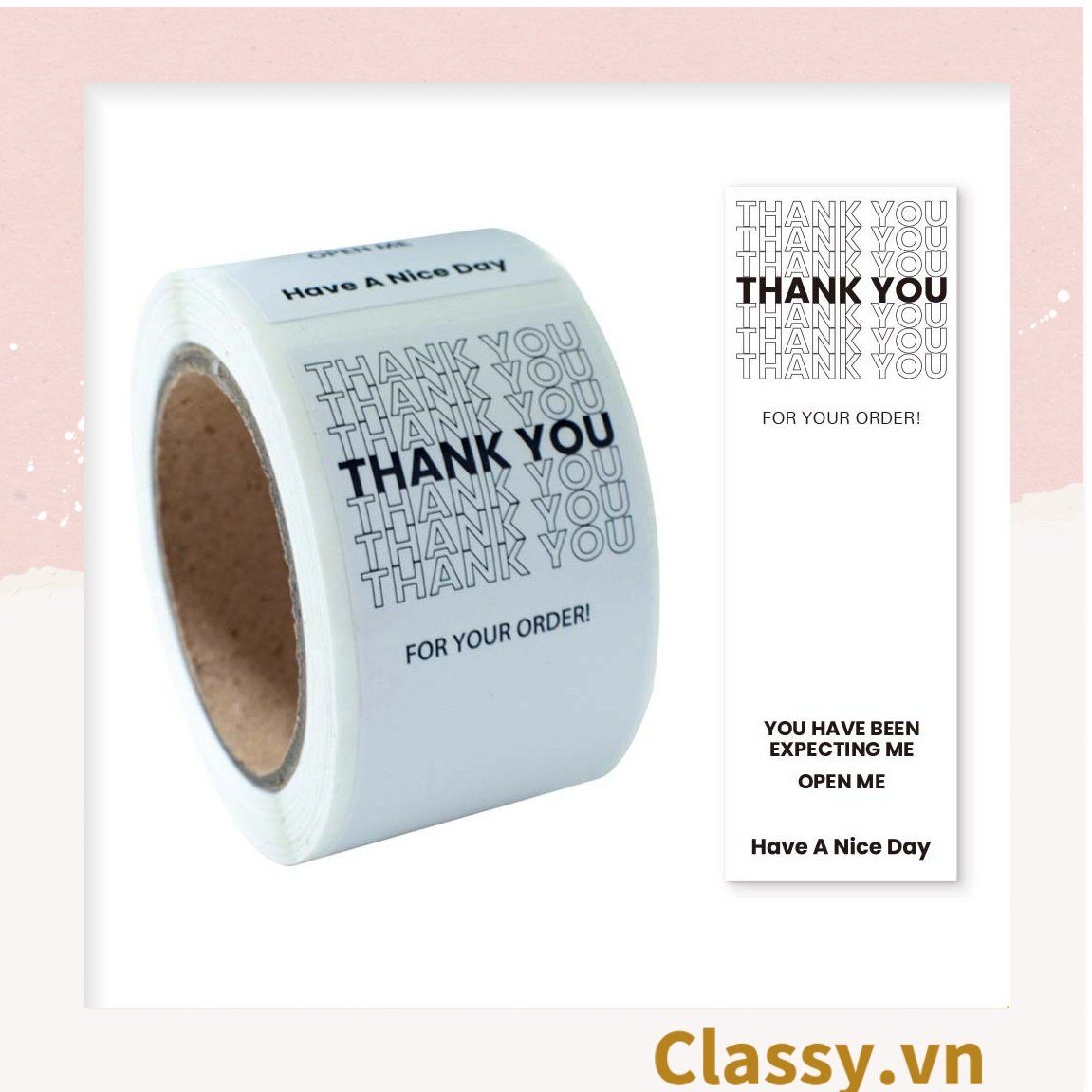 50 Nhãn dán hộp sticker 3*9cm giấy C bóng họa tiết vintage dùng để trang trí, niêm phong Q1704