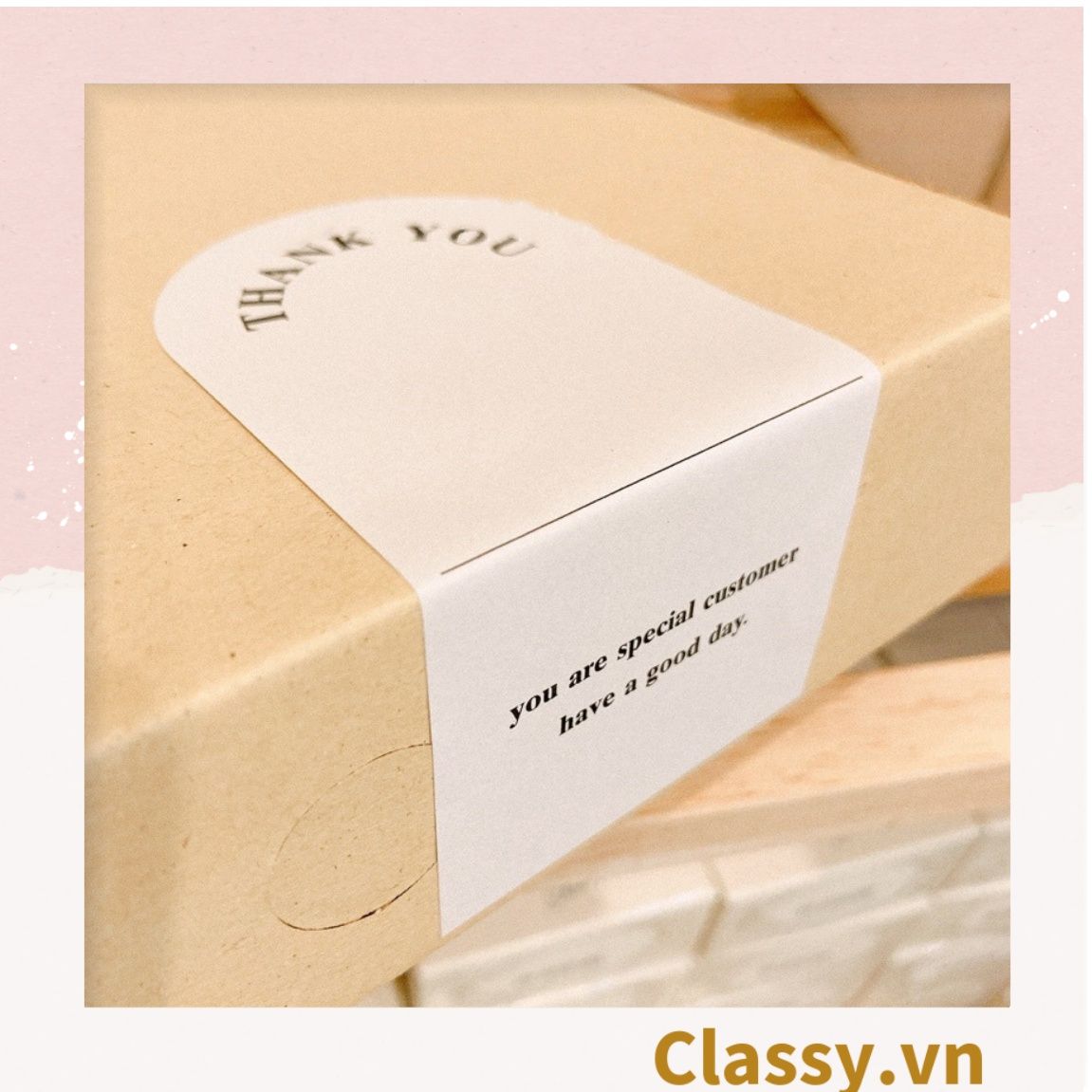 50 Nhãn dán hộp sticker 6*13cm giấy C bóng họa tiết vintage dùng để trang trí, niêm phong Q1705