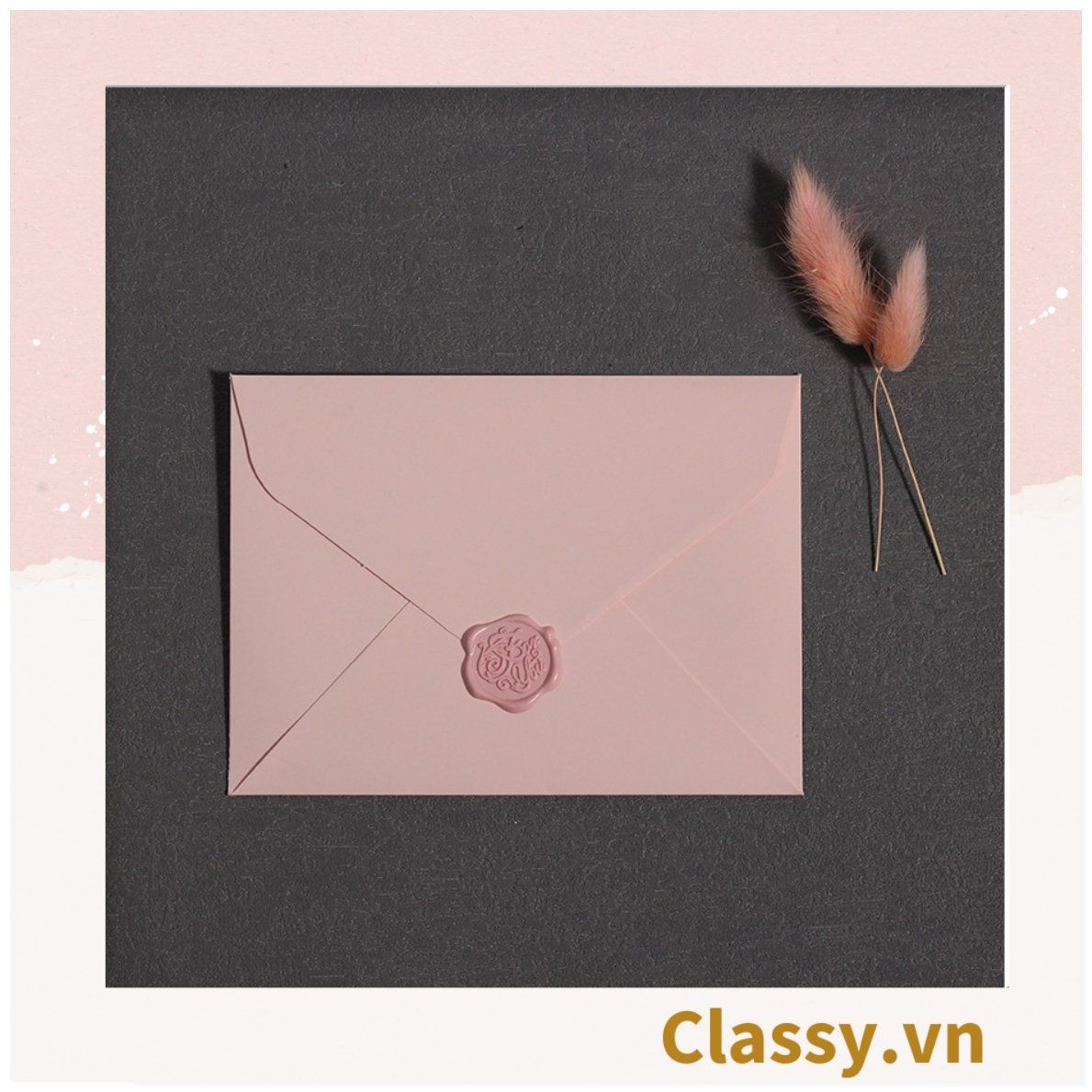 Phong bì kèm nhãn dán Niêm Phong 16*11.7cm màu hồng dùng đựng thiệp chúc mừng, Thiệp Mời Đám Cưới Đính Hôn Lãng Mạn Q1741