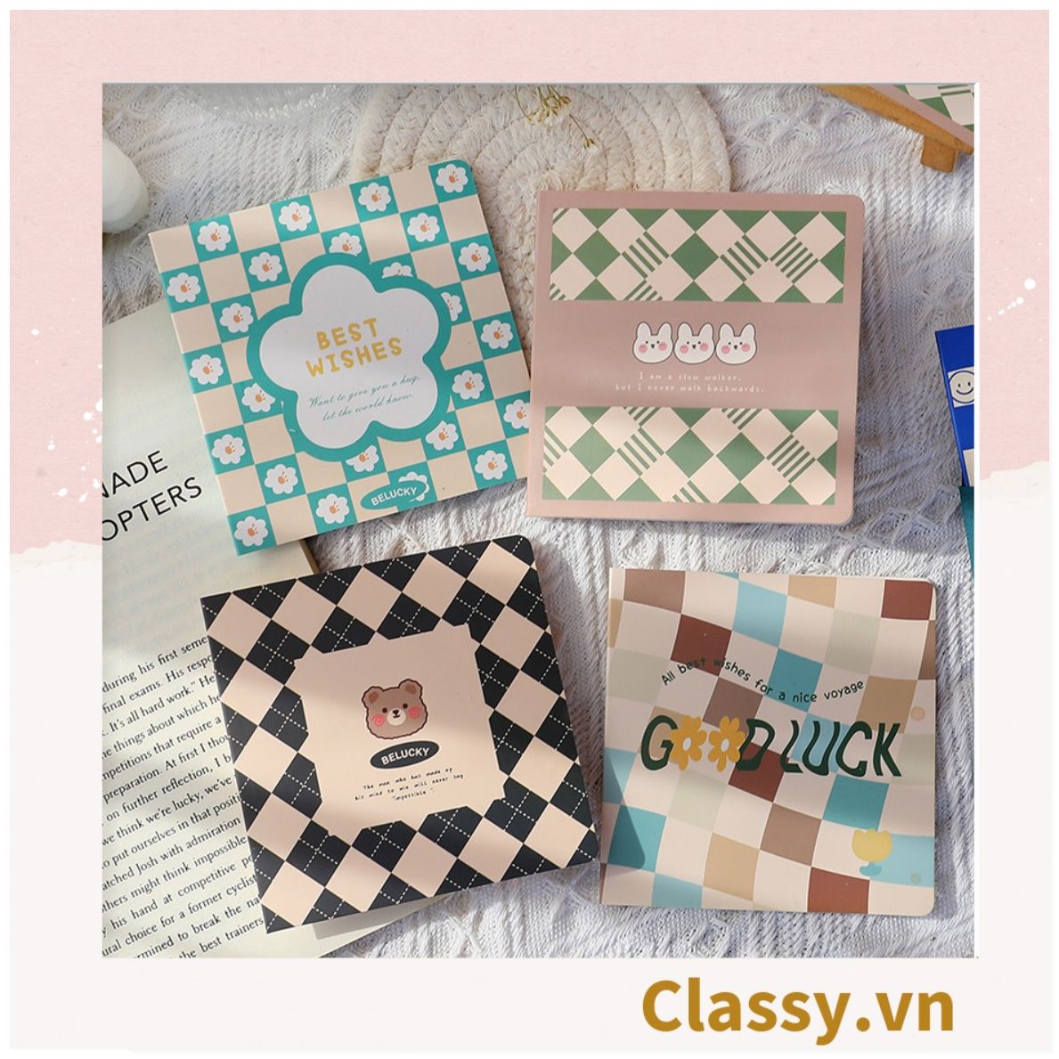 Thiệp cute chúc mừng 8-3, 20-11, Sinh Nhật, Lễ, Cảm Ơn , Tình Yêu in nhiều hình, kích thước 9.3 X 9.3 Q1742