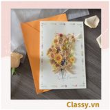  Thiệp kèm phong bì size lớn 14 X 21CM Chúc Mừng Sinh Nhật, ngày lễ Bằng Giấy Cứng Cáp hoa khô handmade 3D ba chiều Q1767 