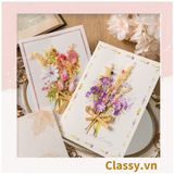  Thiệp kèm phong bì size lớn 14 X 21CM Chúc Mừng Sinh Nhật, ngày lễ Bằng Giấy Cứng Cáp hoa khô handmade 3D ba chiều Q1767 