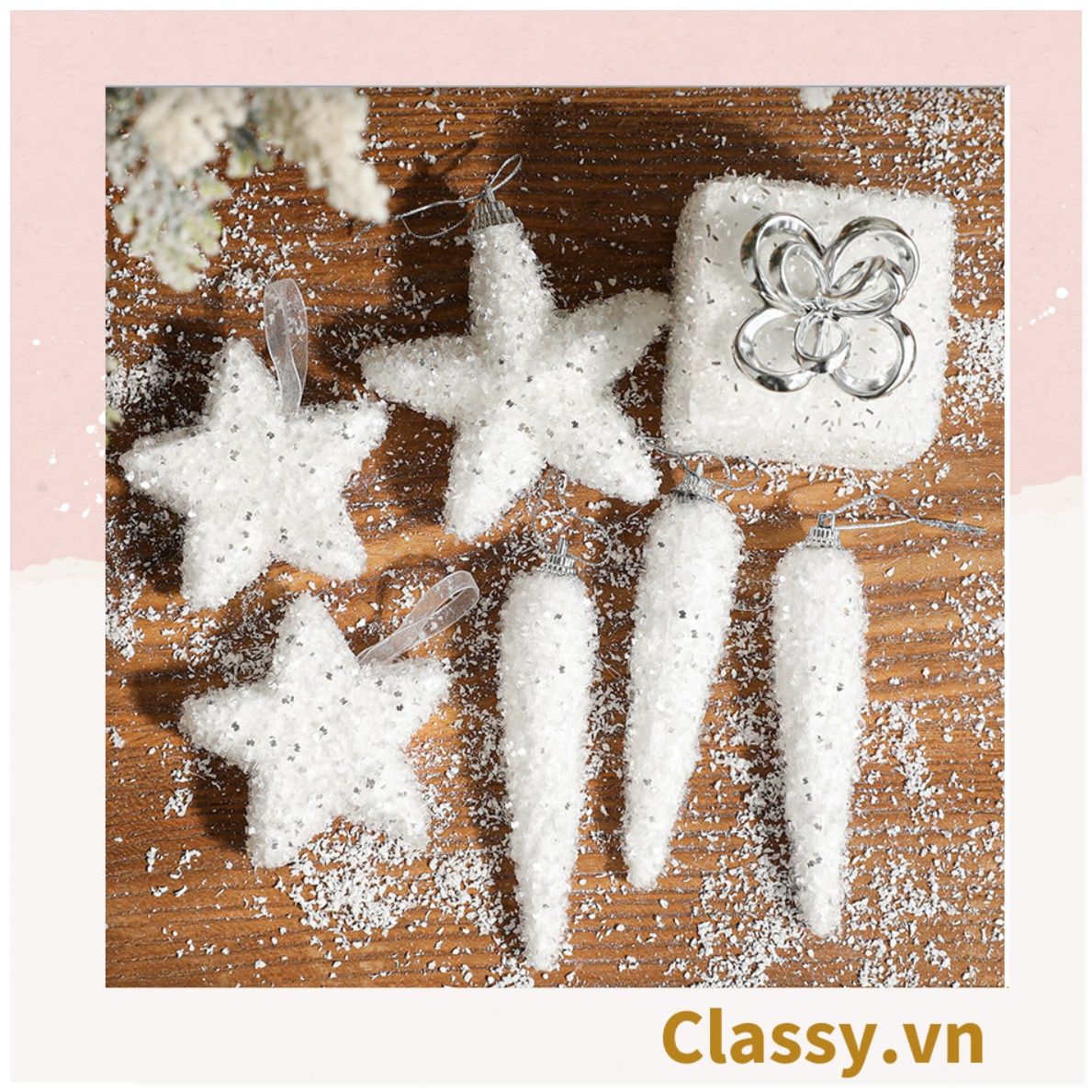 Hộp quà hoặc trang trí cây thông Noel mặt dây chuyền thiên thần cô gái ngôi sao năm cánh Trang trí Giáng sinh Q1769