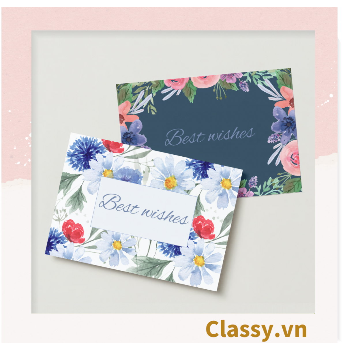 Thiệp Best Wishes kèm phong bì, Kích thước 115 X 82 MM Q1799 - Được in bởi Classy