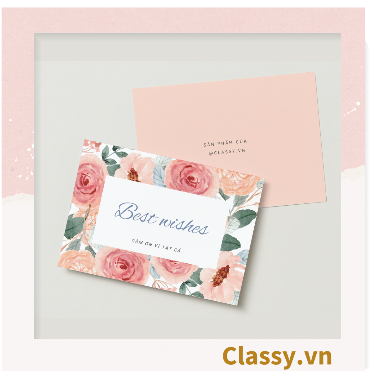 Thiệp Best Wishes kèm phong bì, Kích thước 115 X 82 MM Q1799 - Được in bởi Classy