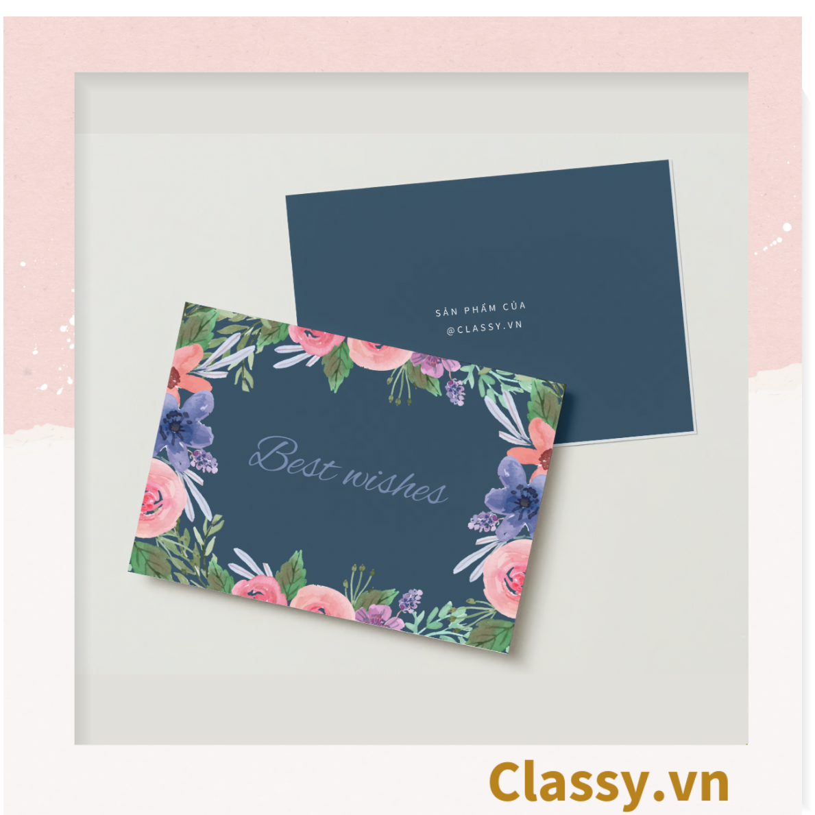 Thiệp Best Wishes kèm phong bì, Kích thước 115 X 82 MM Q1799 - Được in bởi Classy