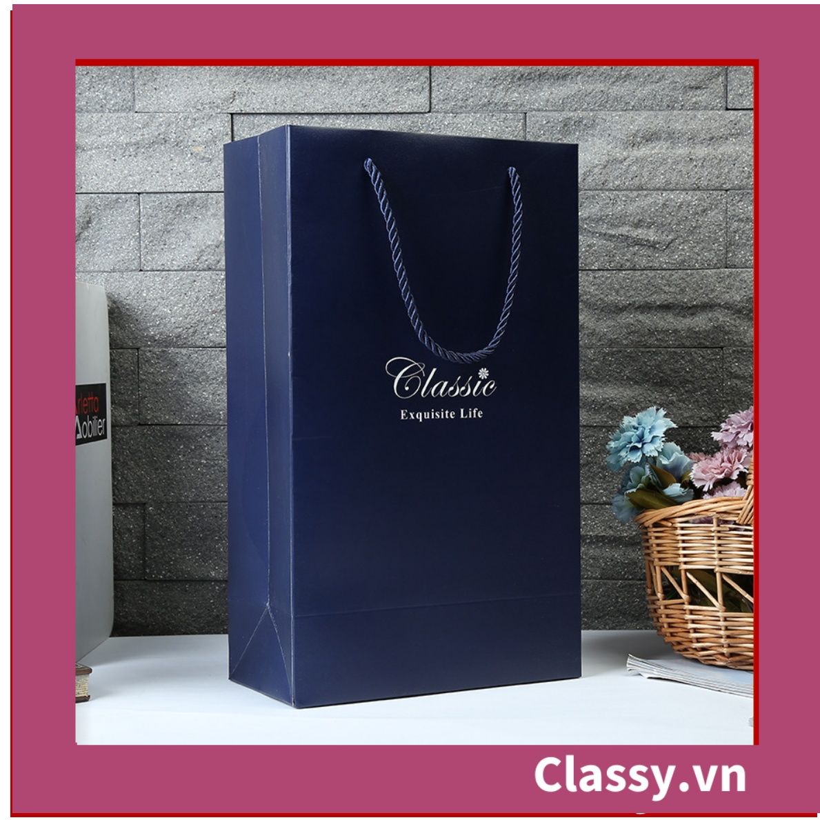  Classy Túi quà tặng, túi giấy quai xách đựng rượu vang các loại , bằng giấy đựng chai đơn hoặc đôi 750 ML Q1797 