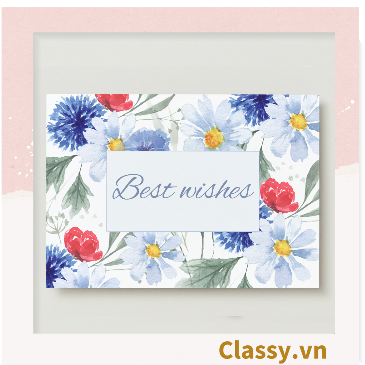  Thiệp Best Wishes kèm phong bì, Kích thước 115 X 82 MM Q1799 - Được in bởi Classy 