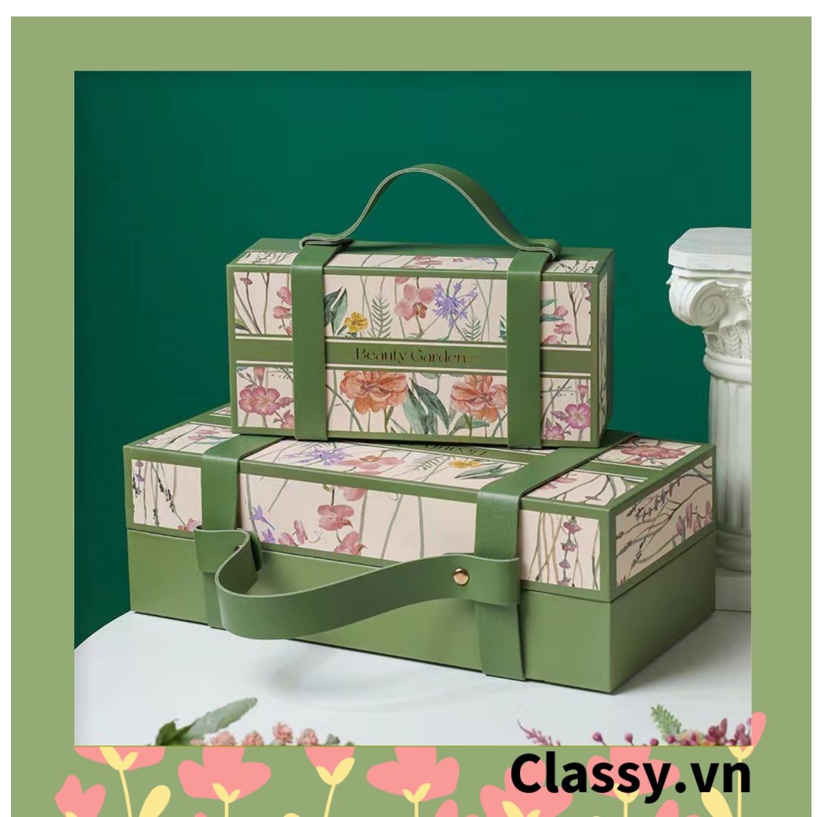  Classy Hộp giấy quai xách quai da, hộp cứng đựng rượu vang các loại , bằng giấy đựng chai đơn 500 ML Q1801 