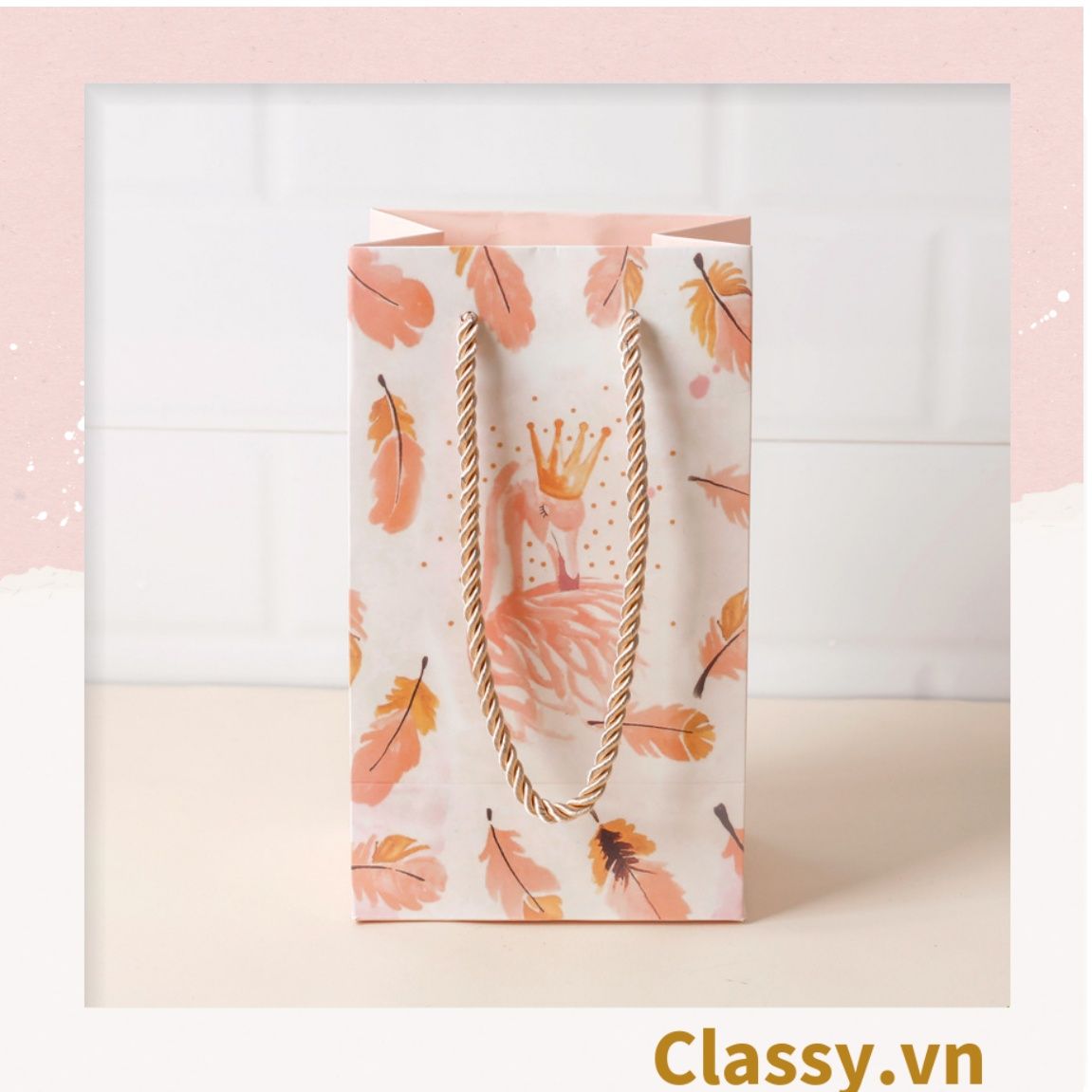 Xé lẻ Túi giấy quai xách hoặc Hộp dùng đựng đồ quà tặng trang sức, son môi, mỹ phẩm, nước hoa. hình hồng hạc, kỳ lân