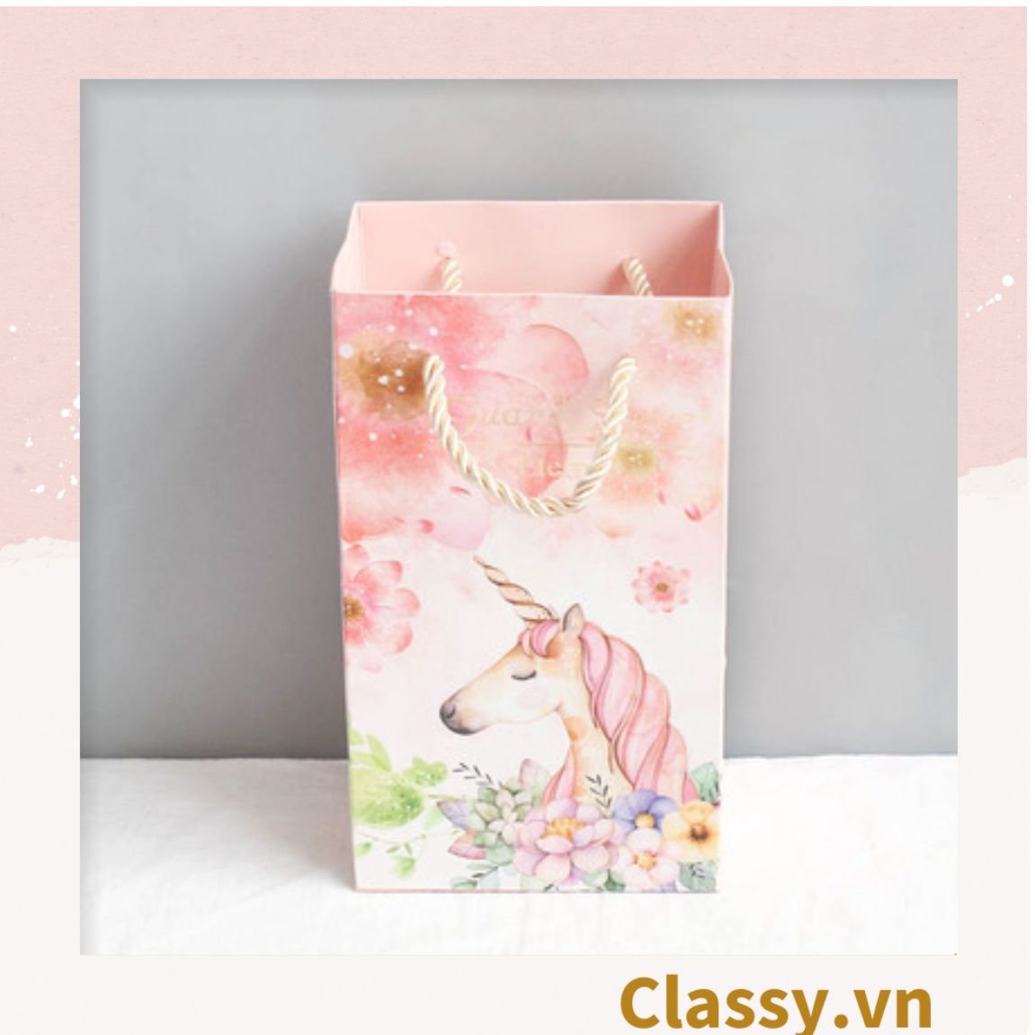 Xé lẻ Túi giấy quai xách hoặc Hộp dùng đựng đồ quà tặng trang sức, son môi, mỹ phẩm, nước hoa. hình hồng hạc, kỳ lân