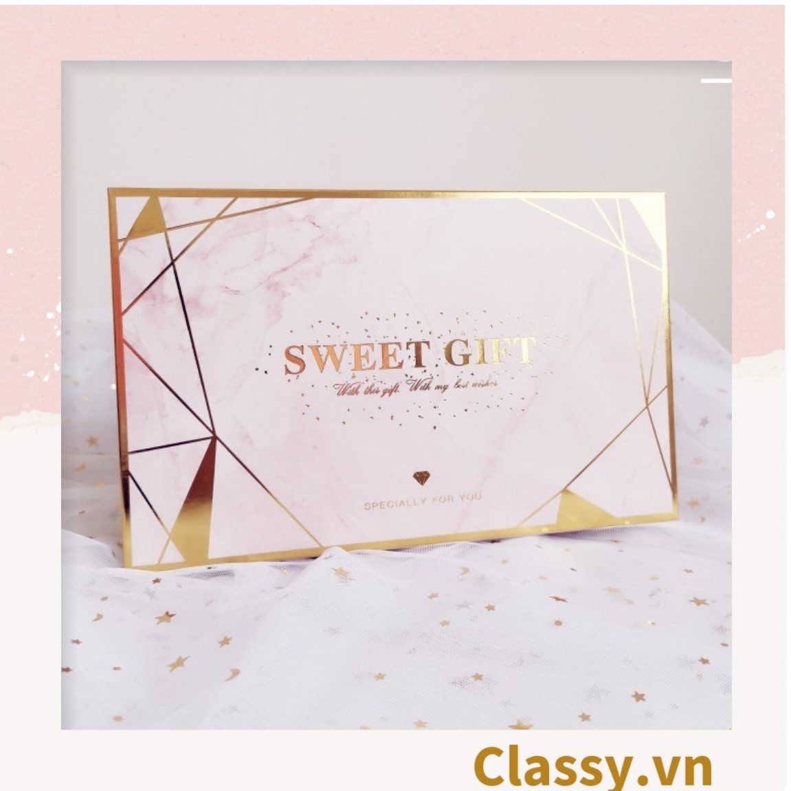 XÉ LẺ Bộ túi giấy +Hộp quà 26 * 16 * 5,5cm đựng quà, In chữ Sweet Gift phong cách châu Âu