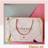  XÉ LẺ Bộ túi giấy +Hộp quà 26 * 16 * 5,5cm đựng quà, In chữ Sweet Gift phong cách châu Âu 