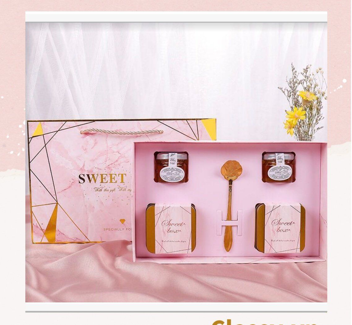 XÉ LẺ Bộ túi giấy +Hộp quà 26 * 16 * 5,5cm đựng quà, In chữ Sweet Gift phong cách châu Âu