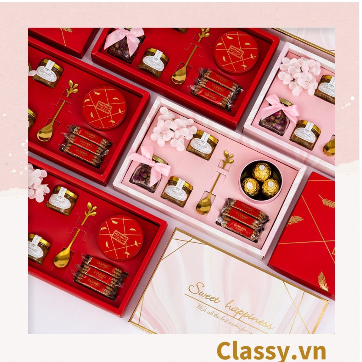 XÉ LẺ Bộ túi giấy +Hộp quà 26 * 16 * 5,5cm đựng quà, In chữ Sweet Gift phong cách châu Âu