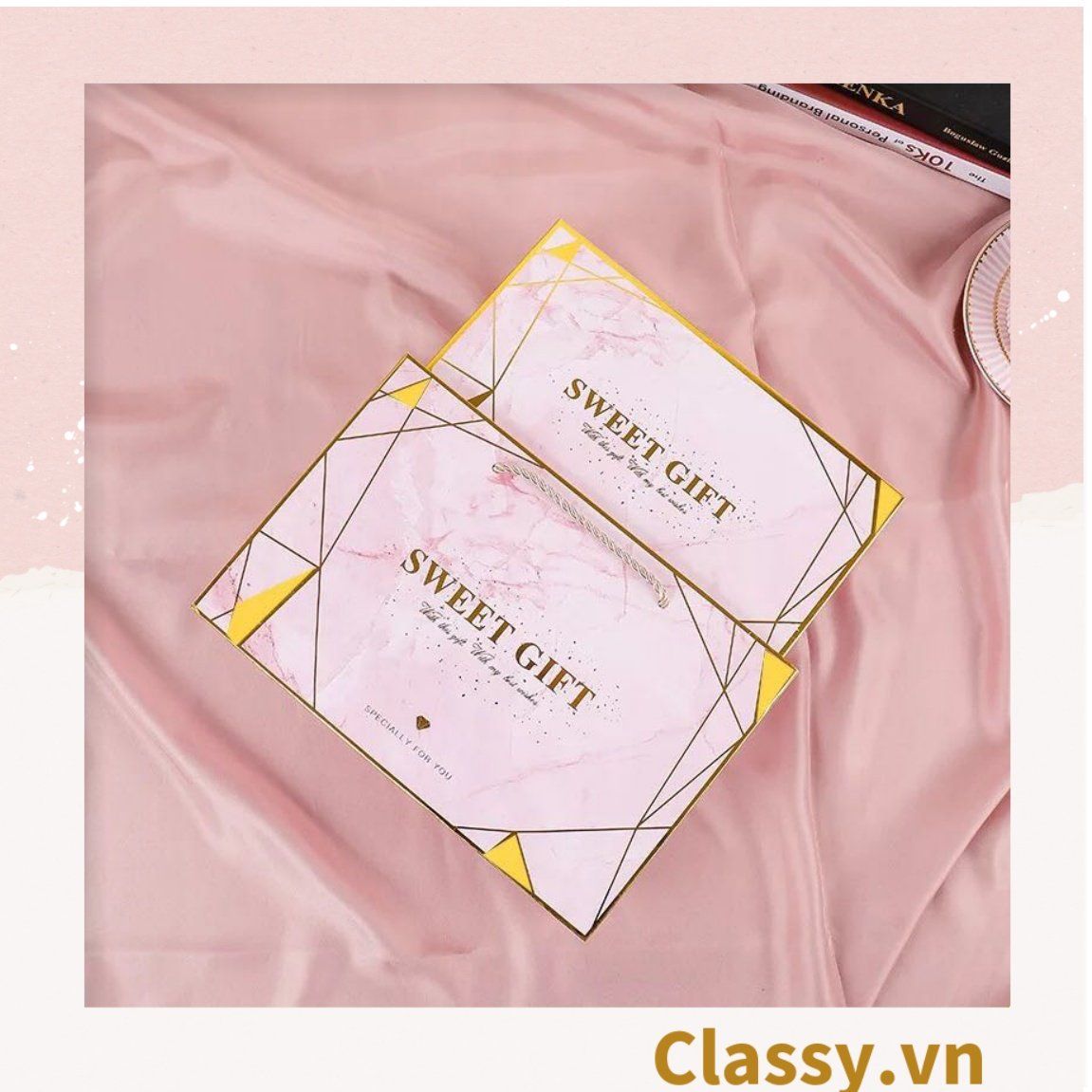 XÉ LẺ Bộ túi giấy +Hộp quà 26 * 16 * 5,5cm đựng quà, In chữ Sweet Gift phong cách châu Âu