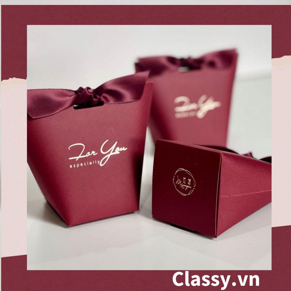 Túi giấy đựng quà Mini (đã bao gồm nơ) đơn sắc dễ thương 5.7x 6x10cm đựng son, trang sức, nước hoa làm quà tặng Q552