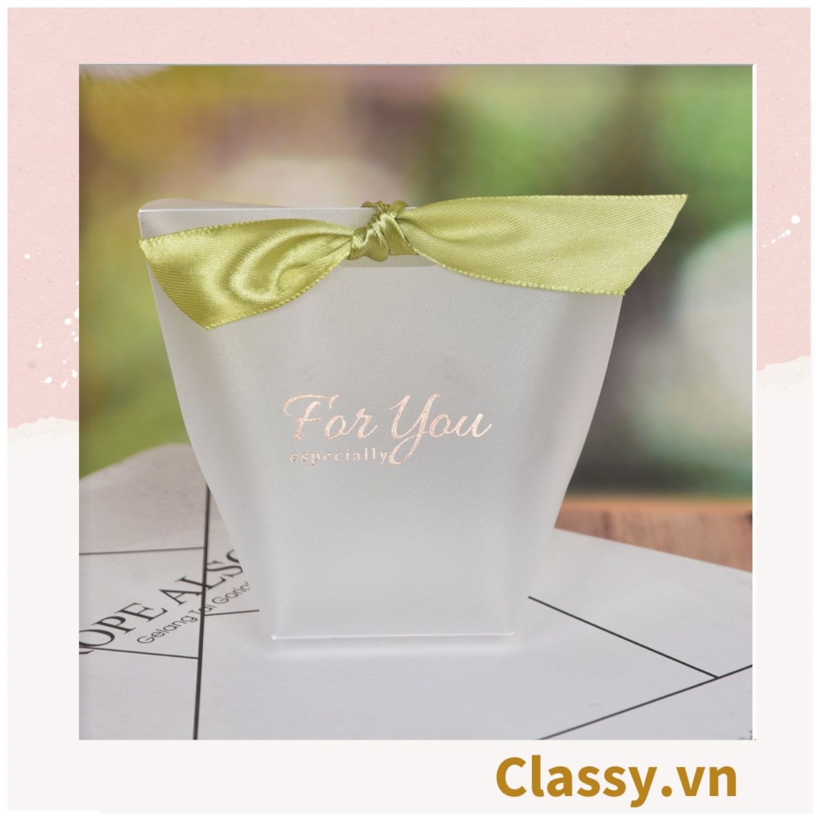 Túi giấy đựng quà Mini (đã bao gồm nơ) đơn sắc dễ thương 5.7x 6x10cm đựng son, trang sức, nước hoa làm quà tặng Q552