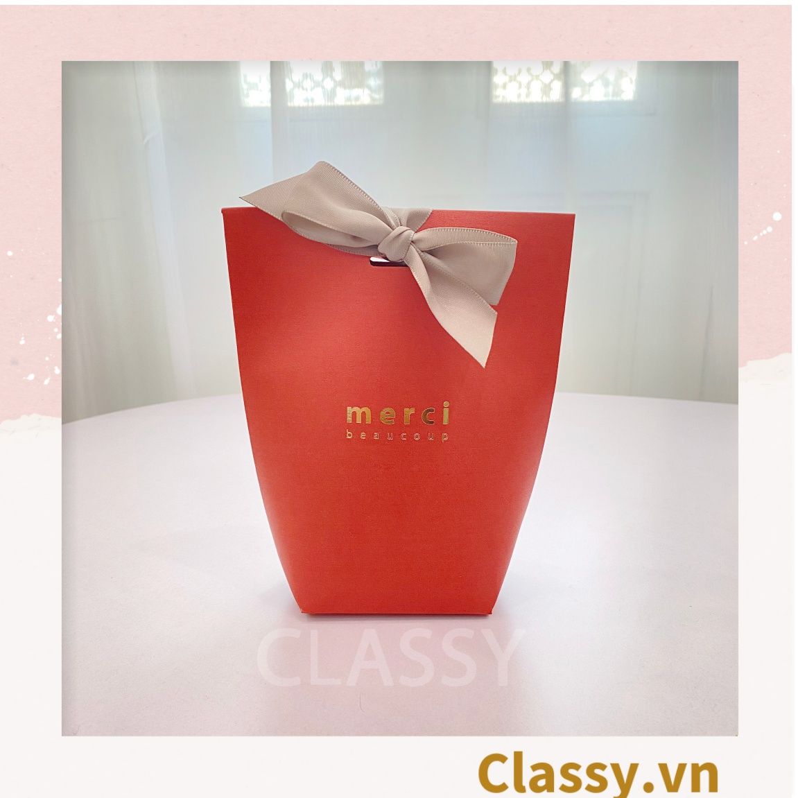Túi giấy đựng quà Size Trung (đã bao gồm nơ) đơn sắc dễ thương 8x5,5x16,5cm đựng son, trang sức, nước hoa Q558