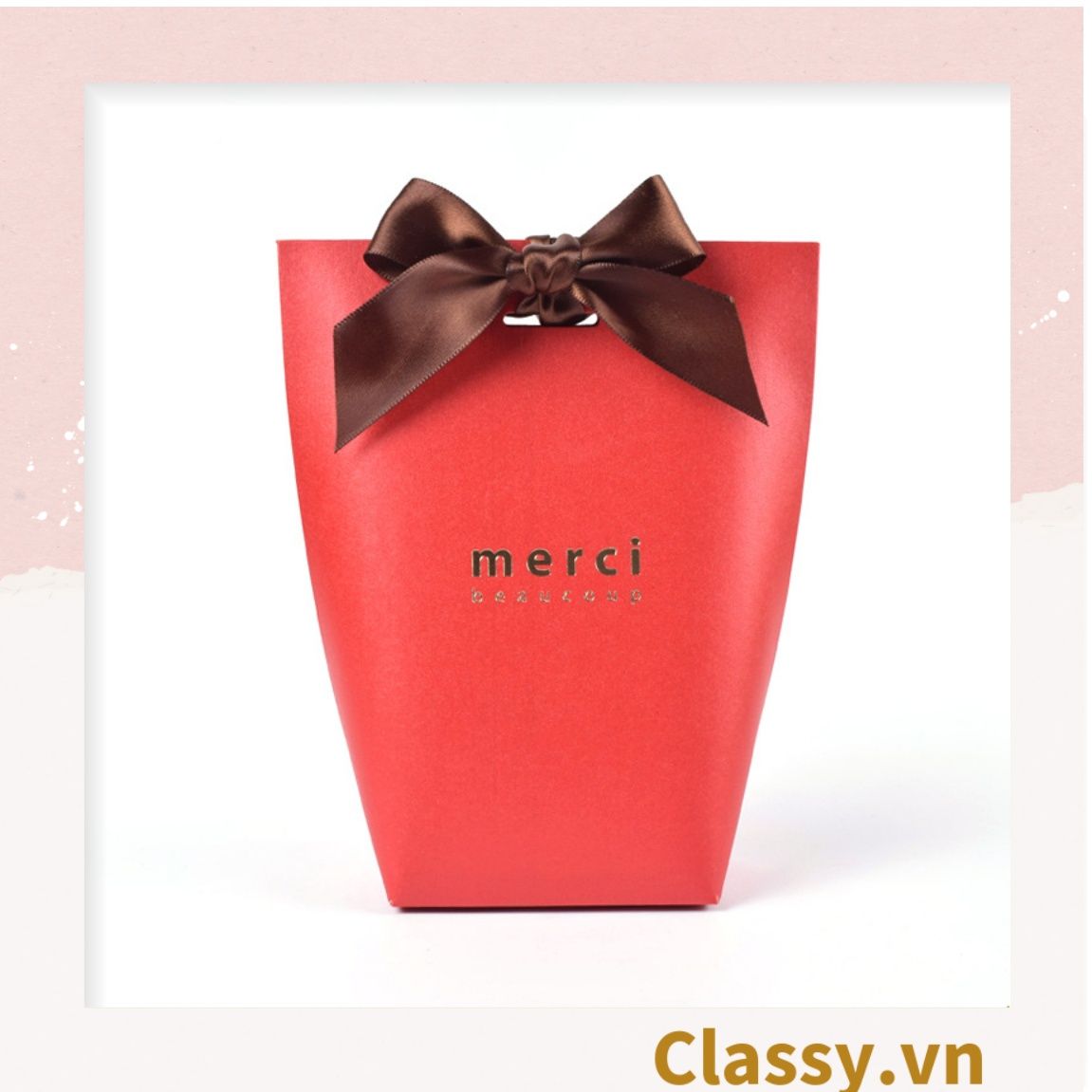 Túi giấy đựng quà Size Trung (đã bao gồm nơ) đơn sắc dễ thương 8x5,5x16,5cm đựng son, trang sức, nước hoa Q558