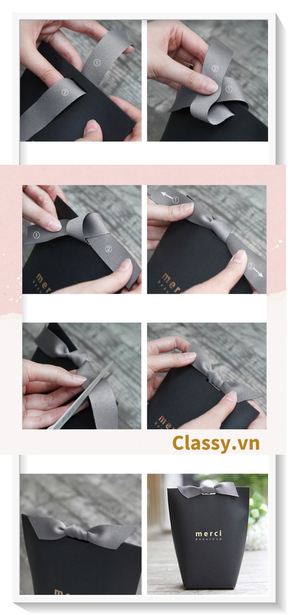 Túi giấy đựng quà Size Trung (đã bao gồm nơ) đơn sắc dễ thương 8x5,5x16,5cm đựng son, trang sức, nước hoa Q558