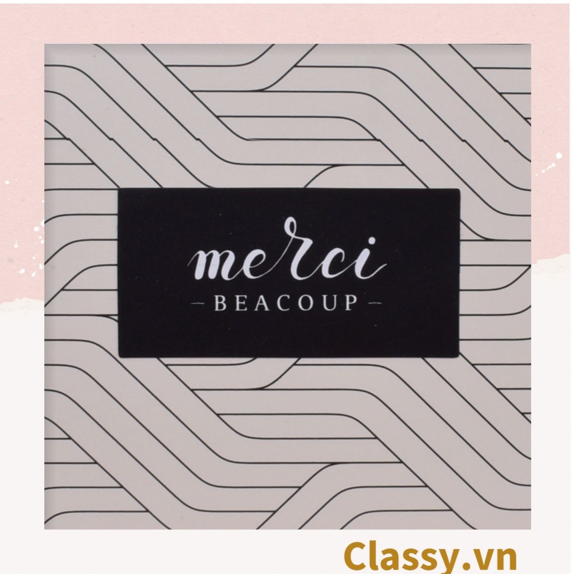 Hộp đựng quà hình vuông tự gấp dạng ngăn kéo; in chữ Merci làm quà tặng Q562