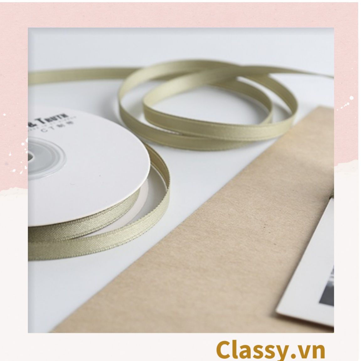 Cuộn 23 Mét Ruy băng vải sợi poly dài 01MÉT, Rộng 3 MM đơn sắc, đủ màu Q564