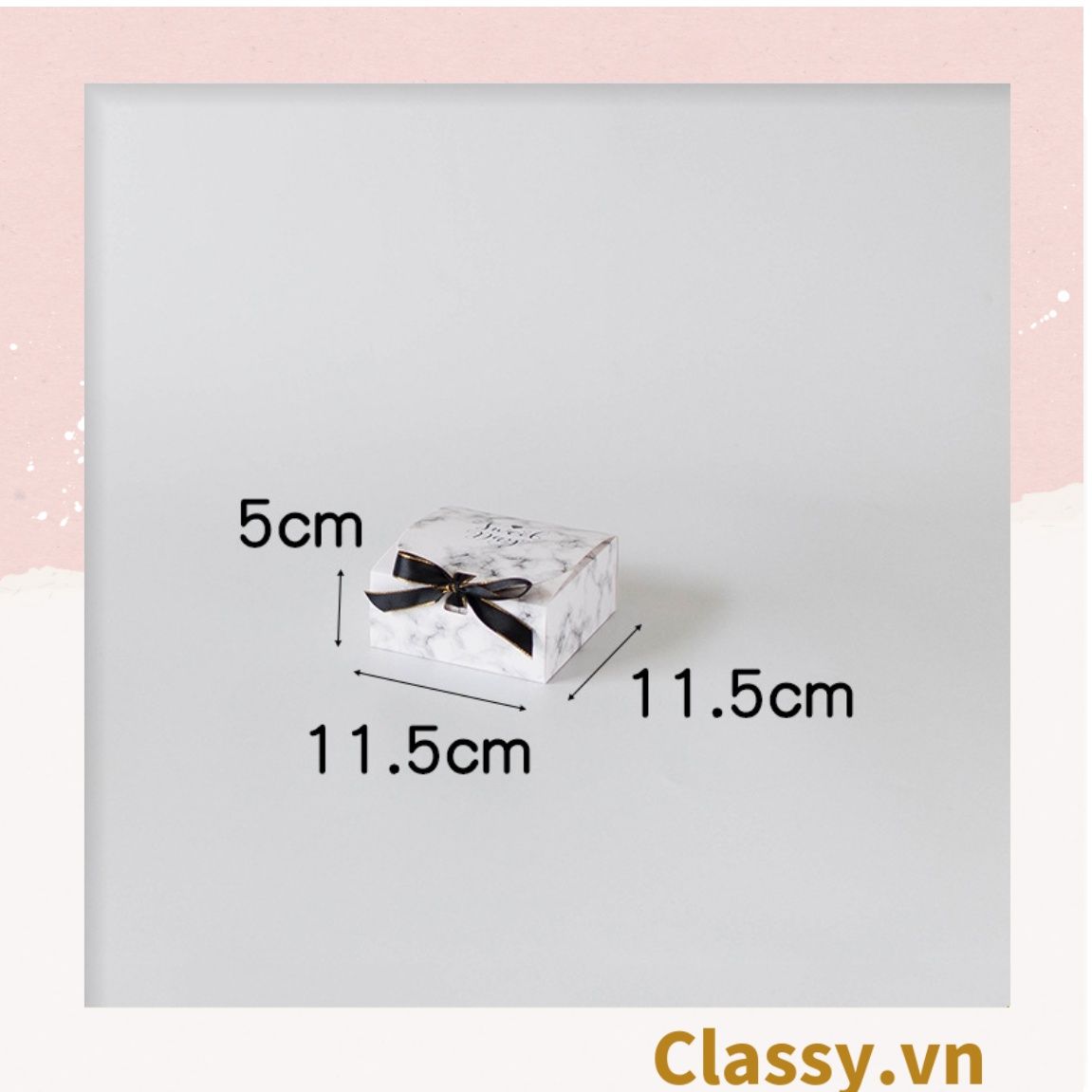 Hộp giấy đựng bánh tráng miệng, bánh kẹo, quà tặng thắt dây ruy băng tự gấp Q628