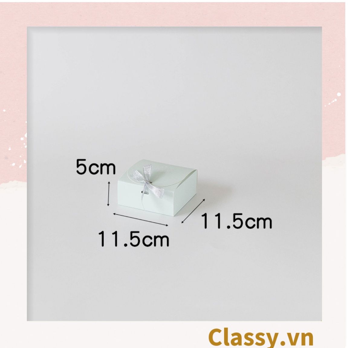 Hộp giấy đựng bánh tráng miệng, bánh kẹo, quà tặng thắt dây ruy băng tự gấp Q628