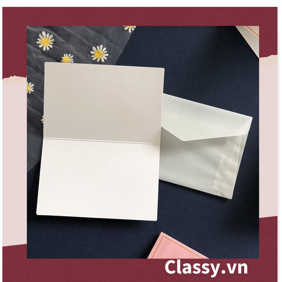  Thiệp Cổ điển Vintage tối giản, giấy art sang trọng kèm phong bì giấy lụa trong suốt và nhãn dán sticker Q679 