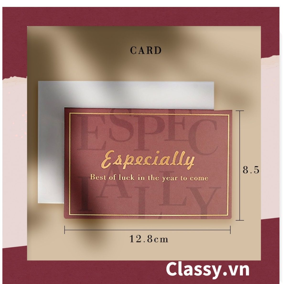 Thiệp Cổ điển Vintage tối giản, giấy art sang trọng kèm phong bì giấy lụa trong suốt và nhãn dán sticker Q679