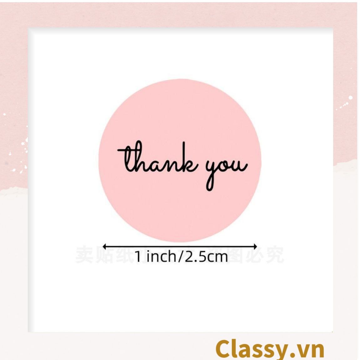 Cuộn 500 Sticker 2.5CM Thank you dán niêm phong túi giấy, hộp bánh handmade, tem dán thiệp, hộp quà tặng Q686