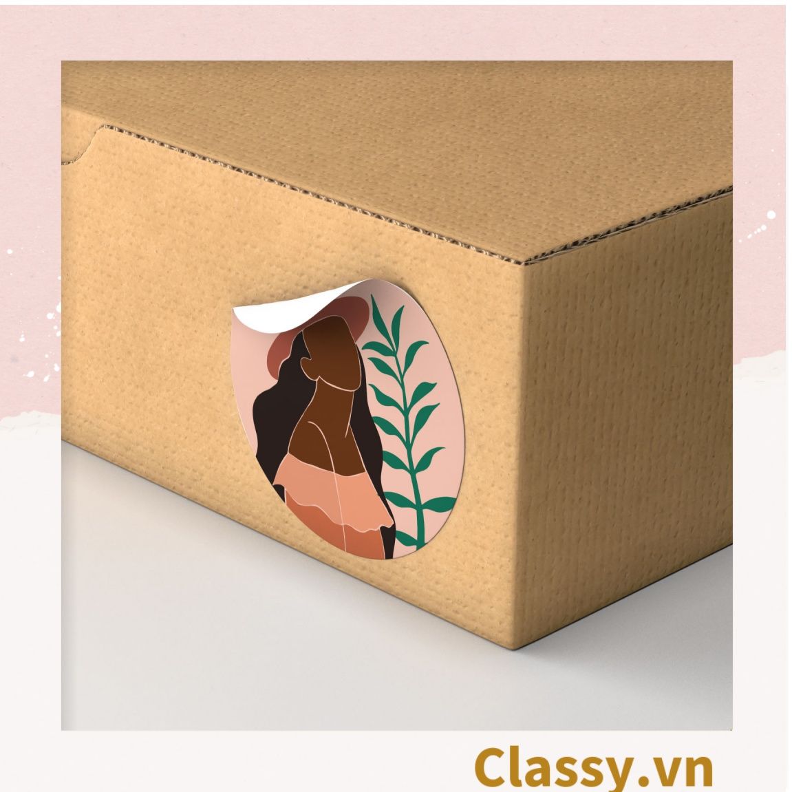 Cuộn 500 Sticker 2.5CM Thank you dán niêm phong túi giấy, hộp bánh handmade, tem dán thiệp, hộp quà tặng Q686