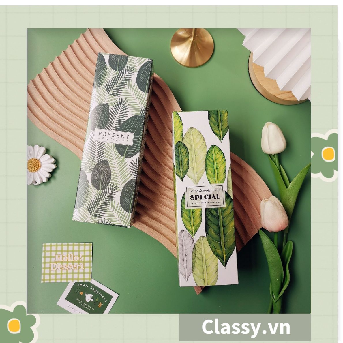 Hộp bánh ngọt, bánh nướng, bánh mousse hình chữ nhật, đựng thực phẩm làm quà tặng. Q689