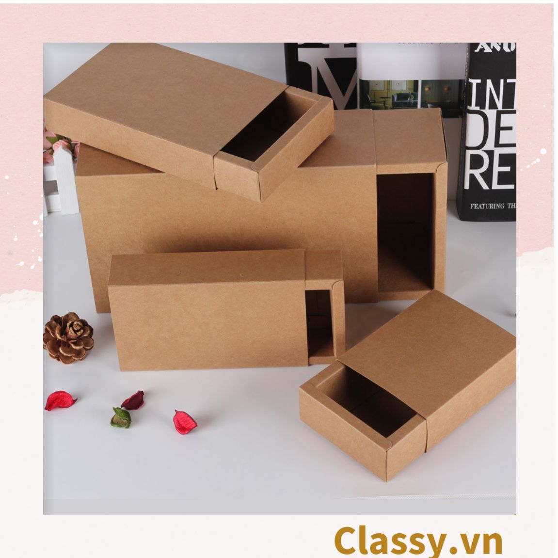 Túi giấy đựng quà Cao 33 * Rộng 18 * Ngang 6 cm họa tiết đá cẩm thạch trơn Q690