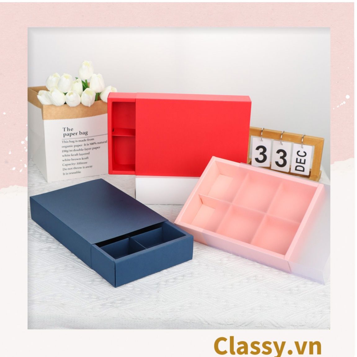 Túi giấy đựng quà Cao 33 * Rộng 18 * Ngang 6 cm họa tiết đá cẩm thạch trơn Q690