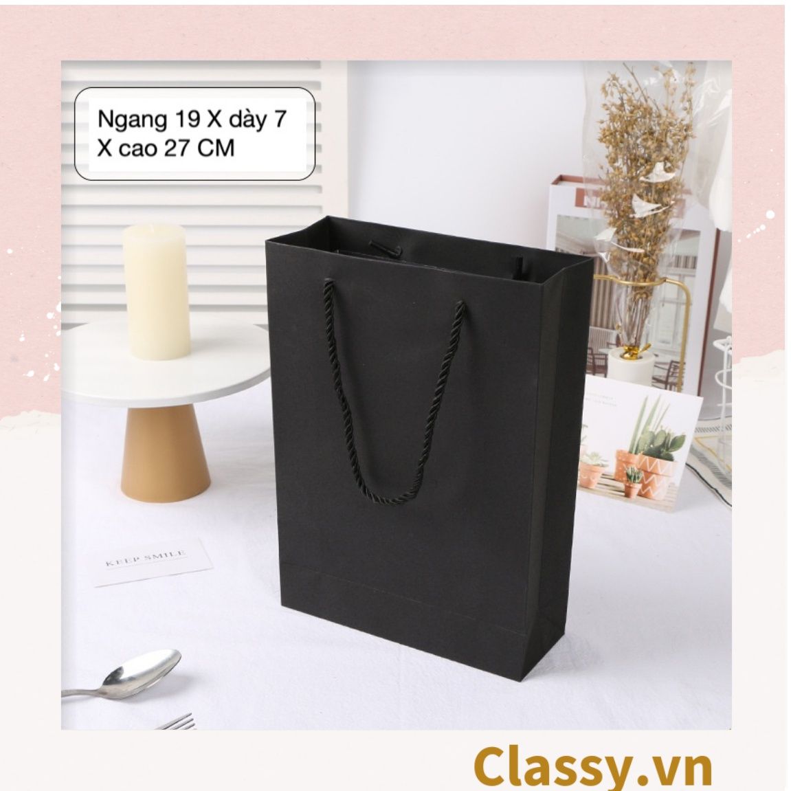 Túi giấy đựng quà Cao 33 * Rộng 18 * Ngang 6 cm họa tiết đá cẩm thạch trơn Q690