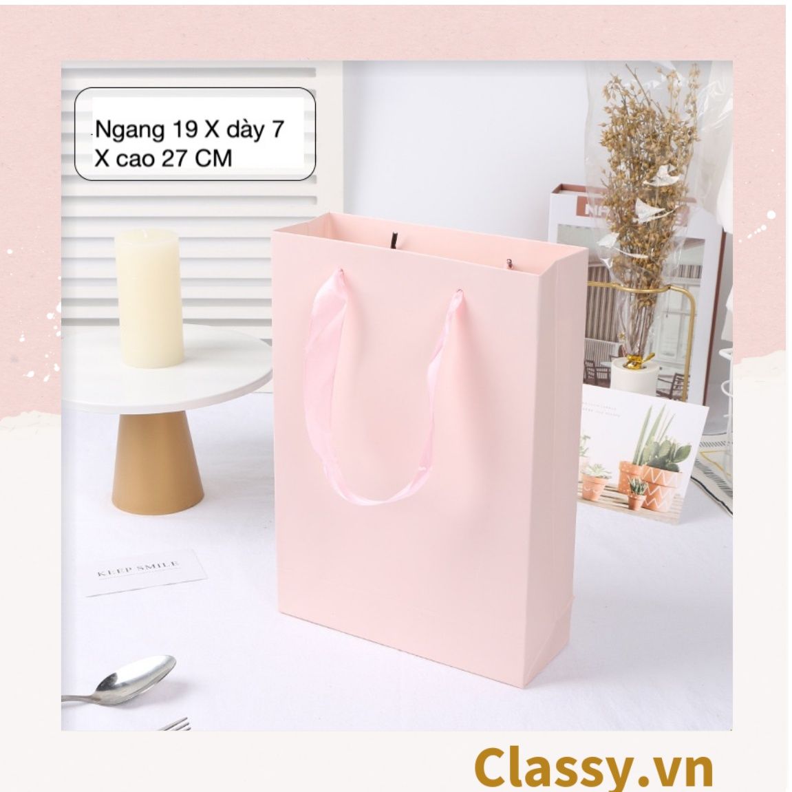 Túi giấy đựng quà Cao 33 * Rộng 18 * Ngang 6 cm họa tiết đá cẩm thạch trơn Q690