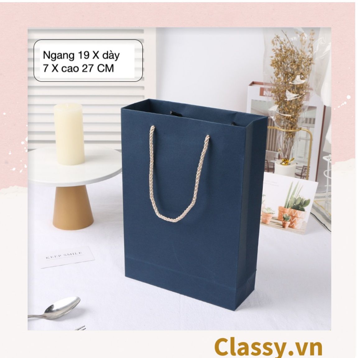 Túi giấy đựng quà Cao 33 * Rộng 18 * Ngang 6 cm họa tiết đá cẩm thạch trơn Q690