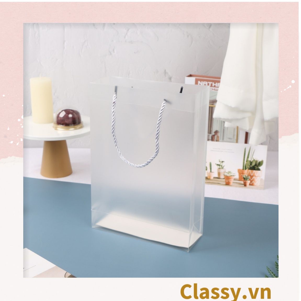 Túi giấy đựng quà Cao 33 * Rộng 18 * Ngang 6 cm họa tiết đá cẩm thạch trơn Q690