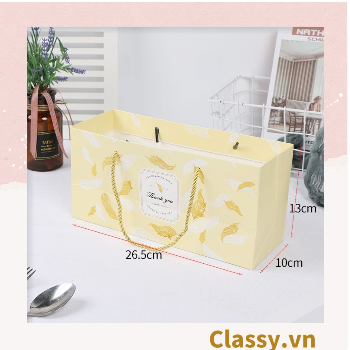 Hộp & túi bánh ngọt, bánh nướng, bánh mousse hình chữ nhật, chia ngăn, đựng thực phẩm làm quà tặng Q692