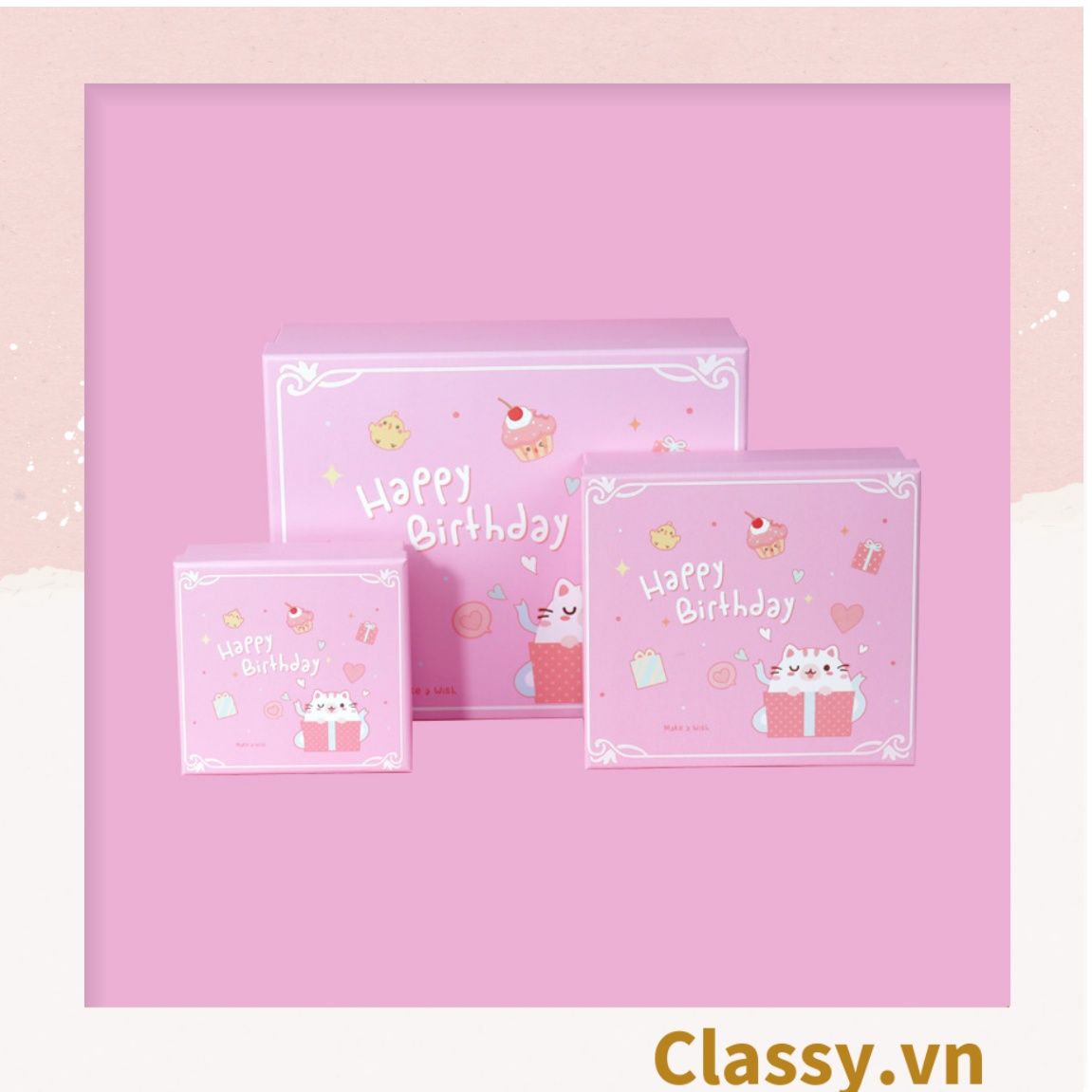 Túi giấy đựng quà in chữ Happy Birthday dây quai dù dễ thương, nhiều kích cỡ cực xinh Q720